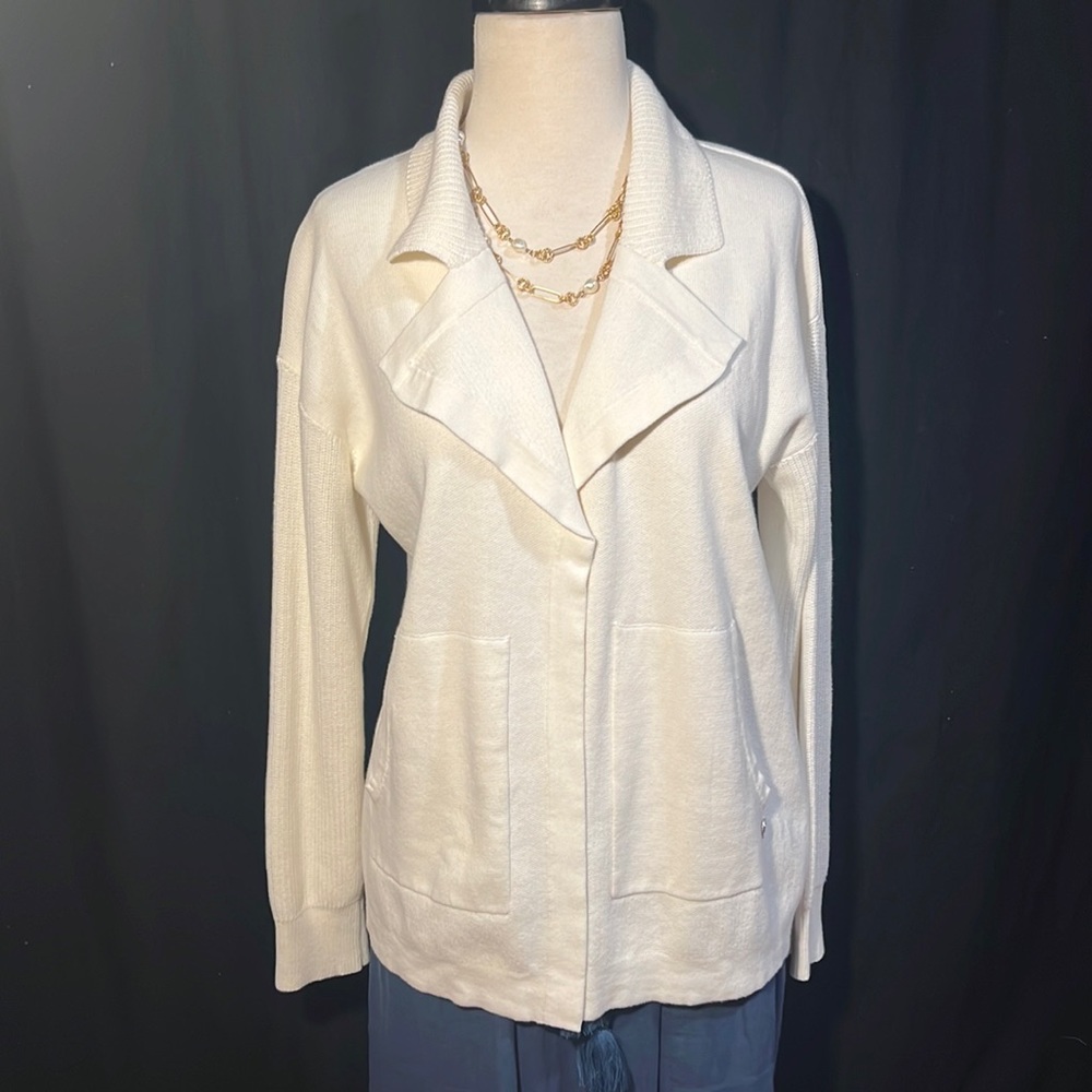 DG Simpli Zen cotton “go to cardigan”-big notch collar/hoodie-style pockets-NWT